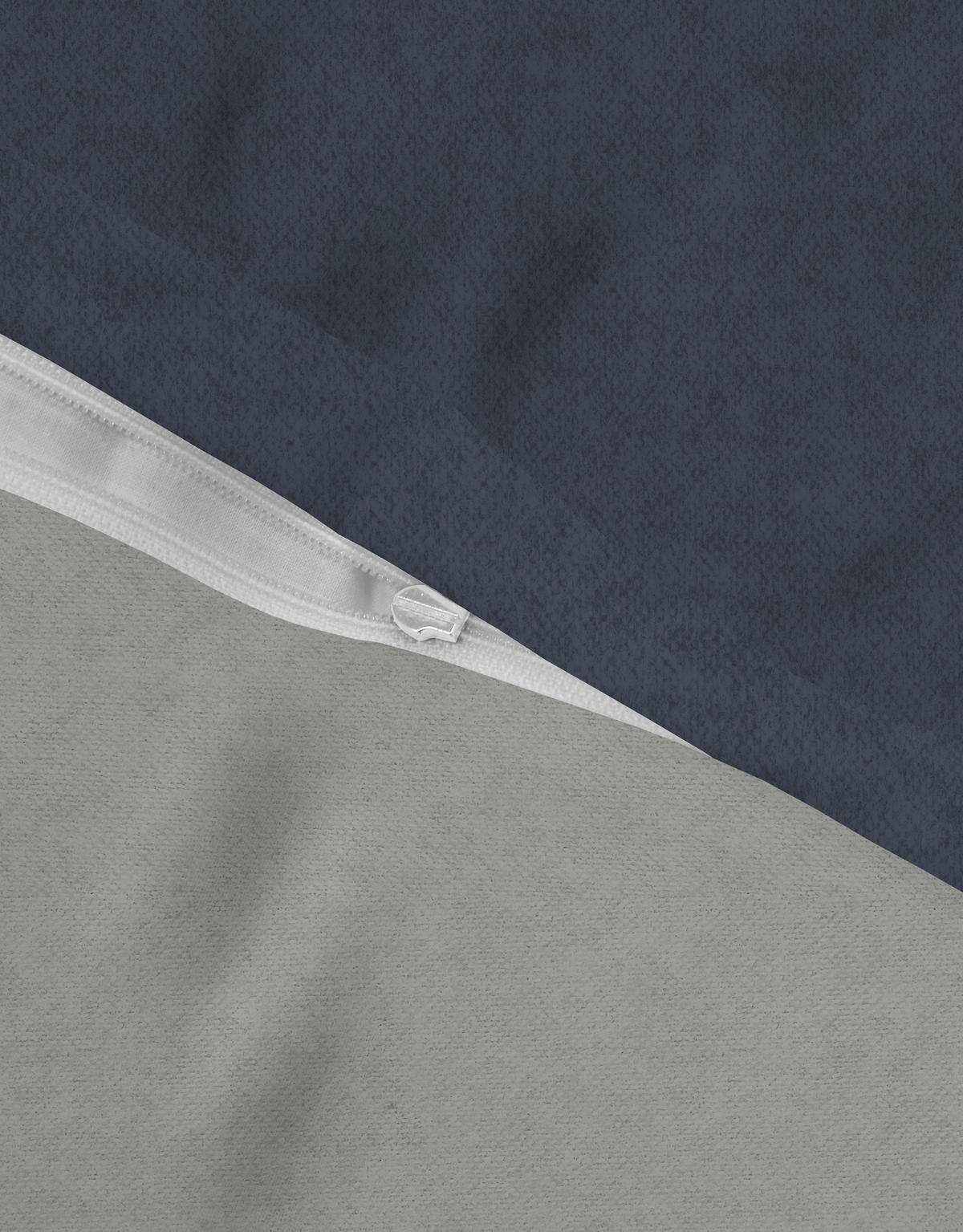BETTWÄSCHE-GARNITUR Biber Melange UNI marine, 155x200 cm + 80x80 cm - Dunkelblau, Textil (155/200cm) - biberna