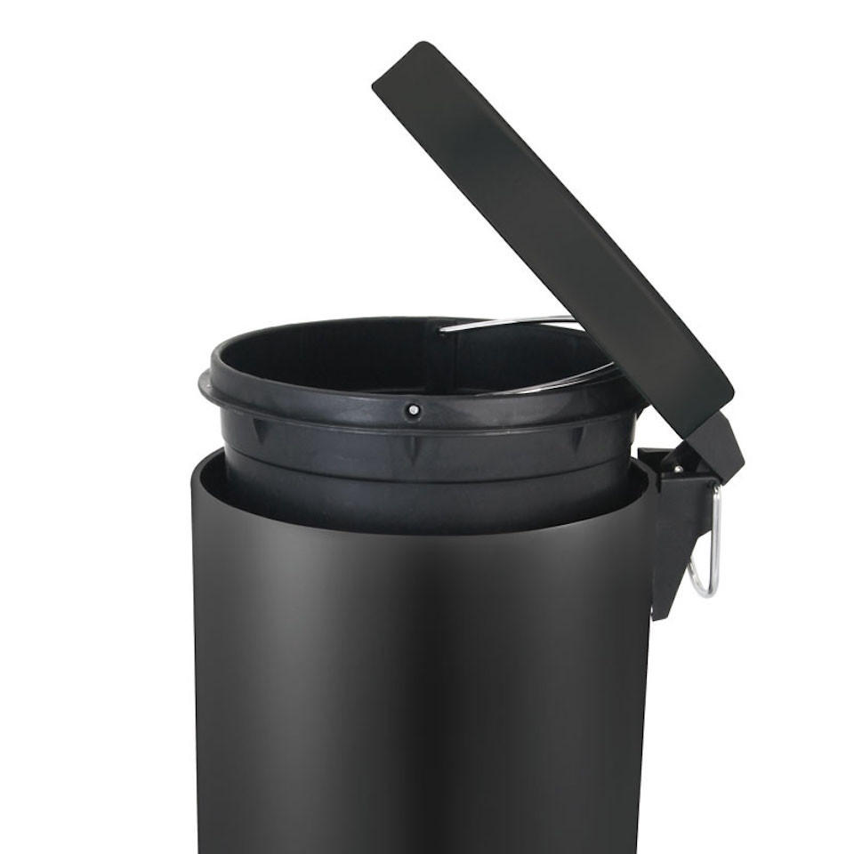 MÜLLEIMER Runder TretMit Herausnehmbaren Kunststoff Inneneimer 12 Liter 40 x 29,5 x 25,5 cm Schwarz - Schwarz, Metall (29.5/40/25.5cm) - PROREGAL