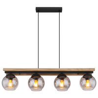 HÄNGELEUCHTE Metall Eichenholz Schwarz 4 Flammig - Schwarz, Holz (85/15/120cm) - Globo Lighting