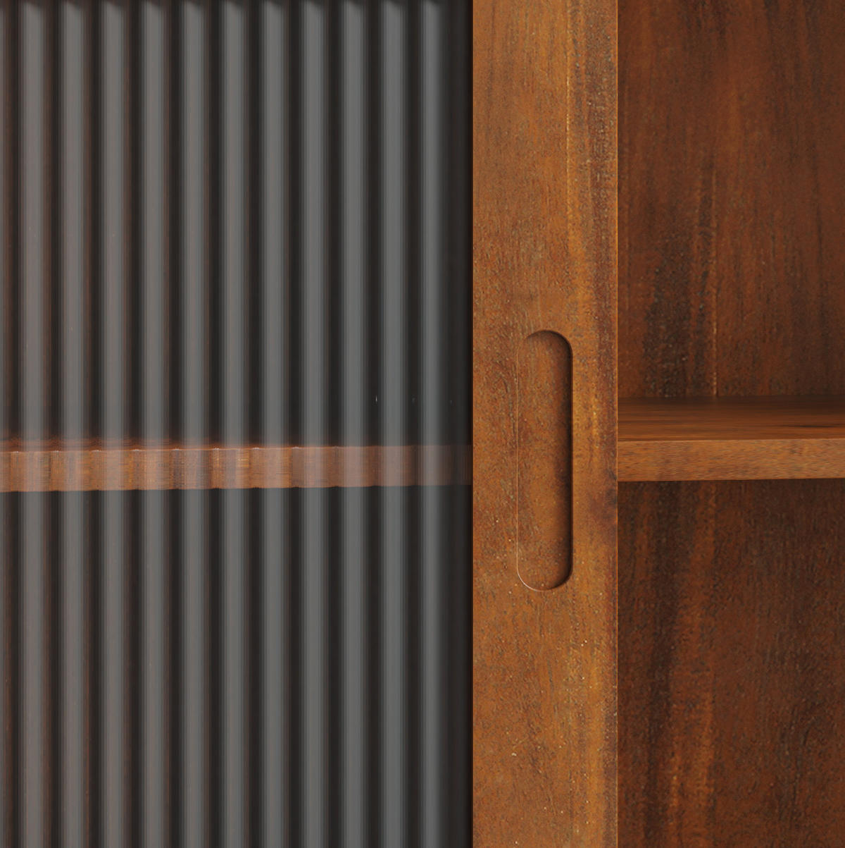 KÜCHENOBERSCHRANK 90/20/60 cm mit 2 Schiebetüren und herausnehmbaren Böden aus Massivholz und Glas, Braun - Braun, Holz (90/60/20cm) - Redom