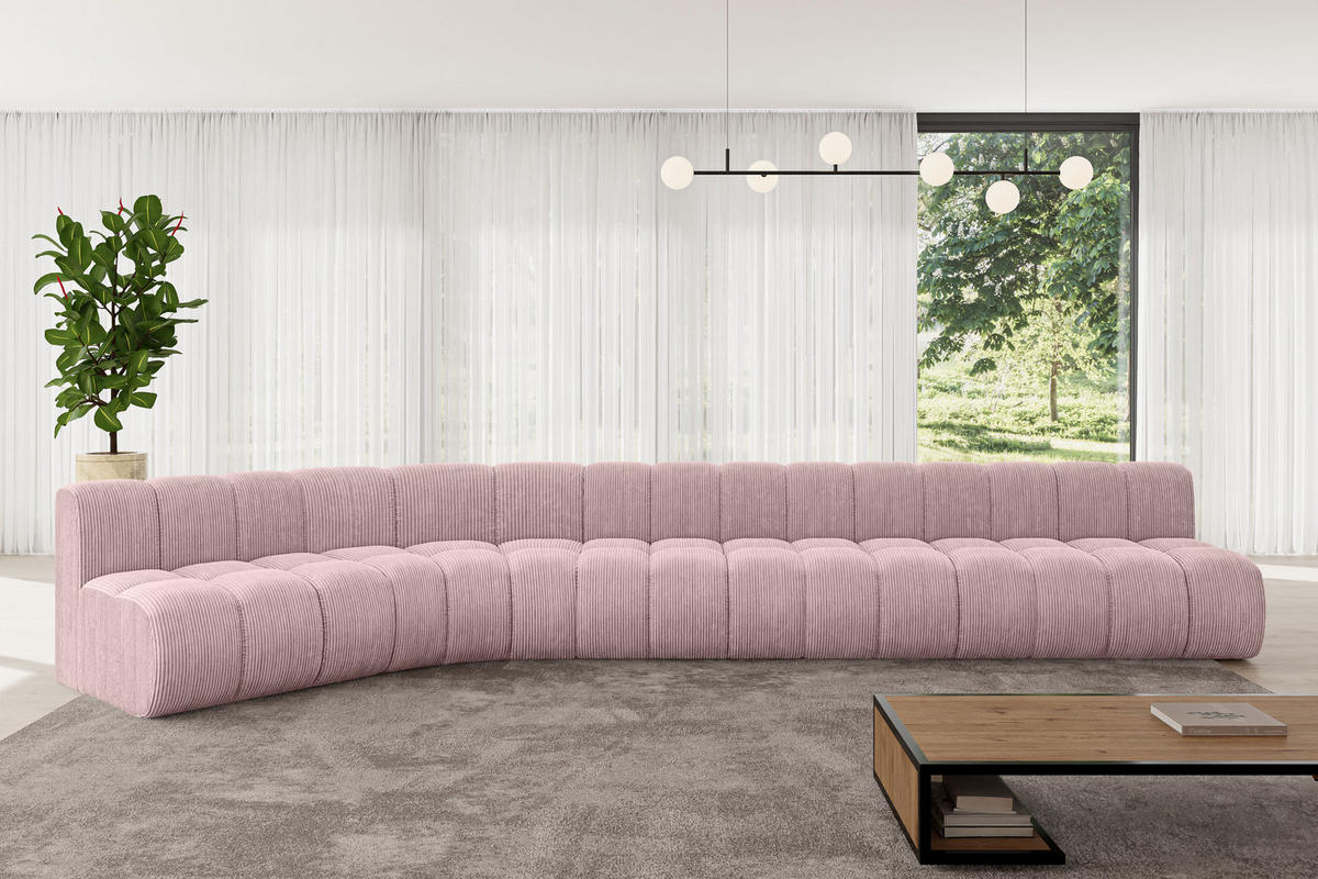 ECKSOFA modulares Sofa Montra-L3 - 472x174x70 cm Rosa - Rosa, Holzwerkstoff/Textil (472/174cm) - ALTDECOR