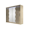 KLEIDERSCHRANK London X, mit RGB LED Beleuchtung - Silberfarben/Sonoma Eiche, Holzwerkstoff/Kunststoff (180/215/58cm) - MIRJAN24
