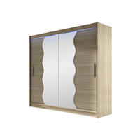 KLEIDERSCHRANK London X, mit RGB LED Beleuchtung - Silberfarben/Sonoma Eiche, Holzwerkstoff/Kunststoff (180/215/58cm) - MIRJAN24