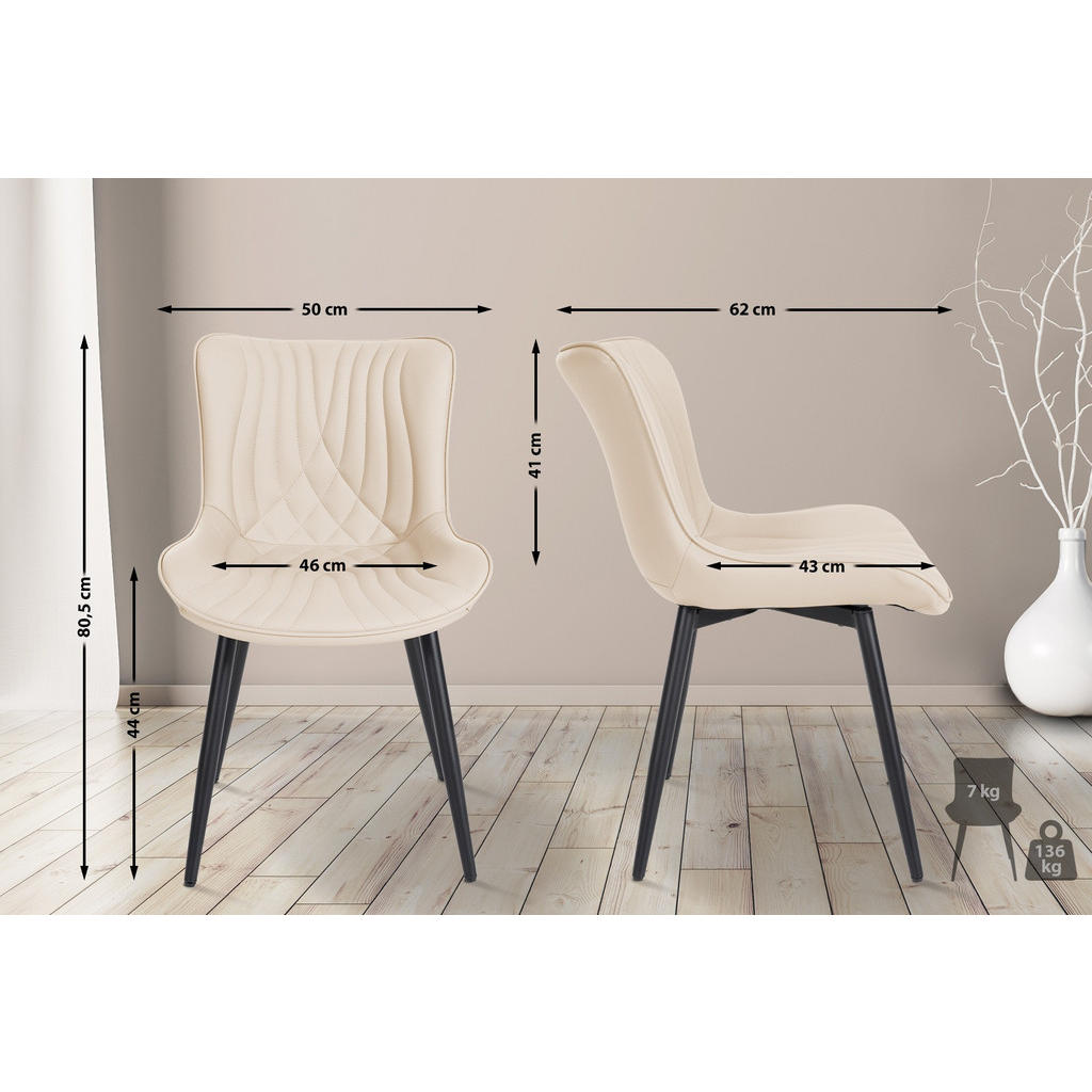 Thumbnail - CLP Stuhl, Creme, Textil, 50x80.5x62 cm, Esszimmer, Stühle, Esszimmerstühle, Vierfußstühle