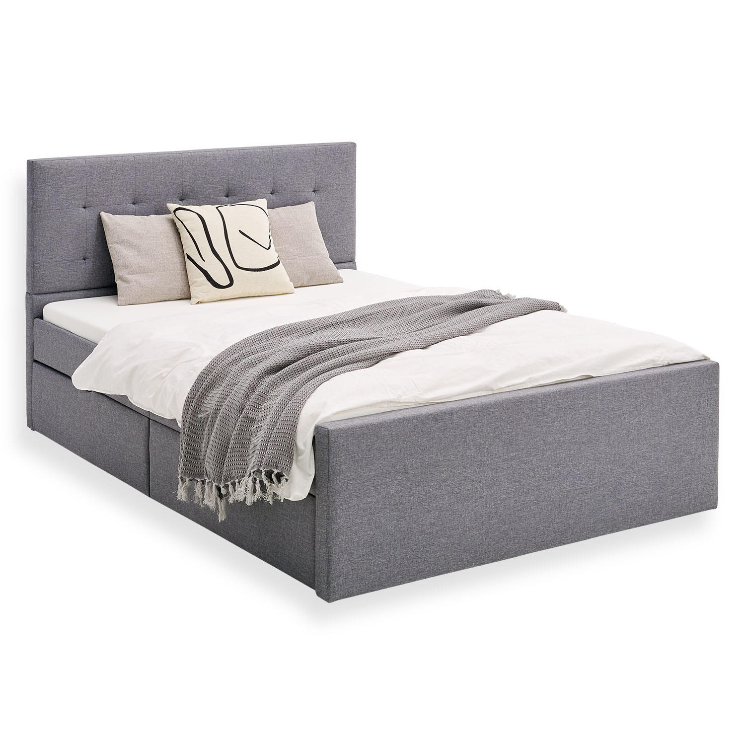 POLSTERBETT mit Stauraum 120/200 cm in Grau - Anthrazit/Naturfarben, Textil (120/200cm) - Homestyle4u