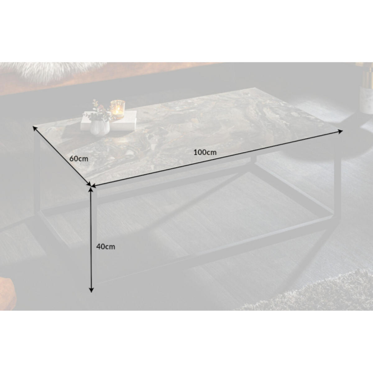 COUCHTISCH SYMBIOSE Marmor rechteckig Braun|Grau|Taupe 100cm - Taupe/Braun, Glas/Keramik (60/100/40cm) - riess-ambiente