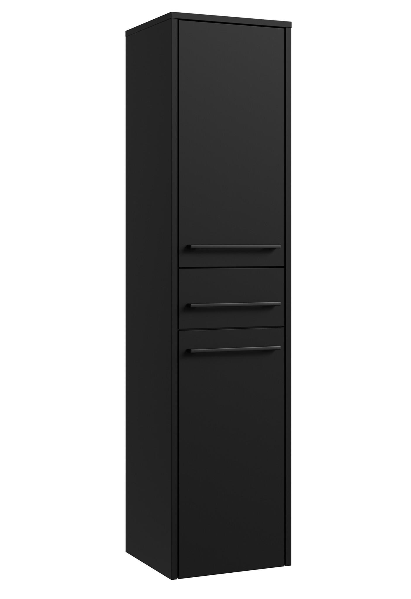 BADEZIMMERSCHRANK Florence mit 2 Türen Schwarz Matt - 30 x 35 x 130 cm - Schwarz, Holz (30/130/35cm) - Badplaats