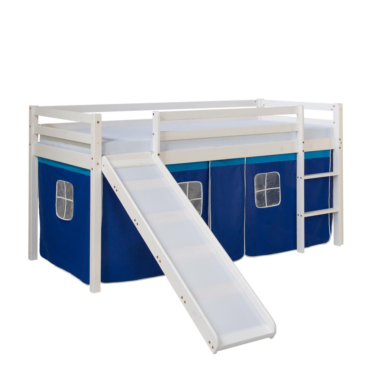 HOCHBETT mit Rutsche 90/200 cm blau - Blau/Weiß, Holz - Homestyle4u
