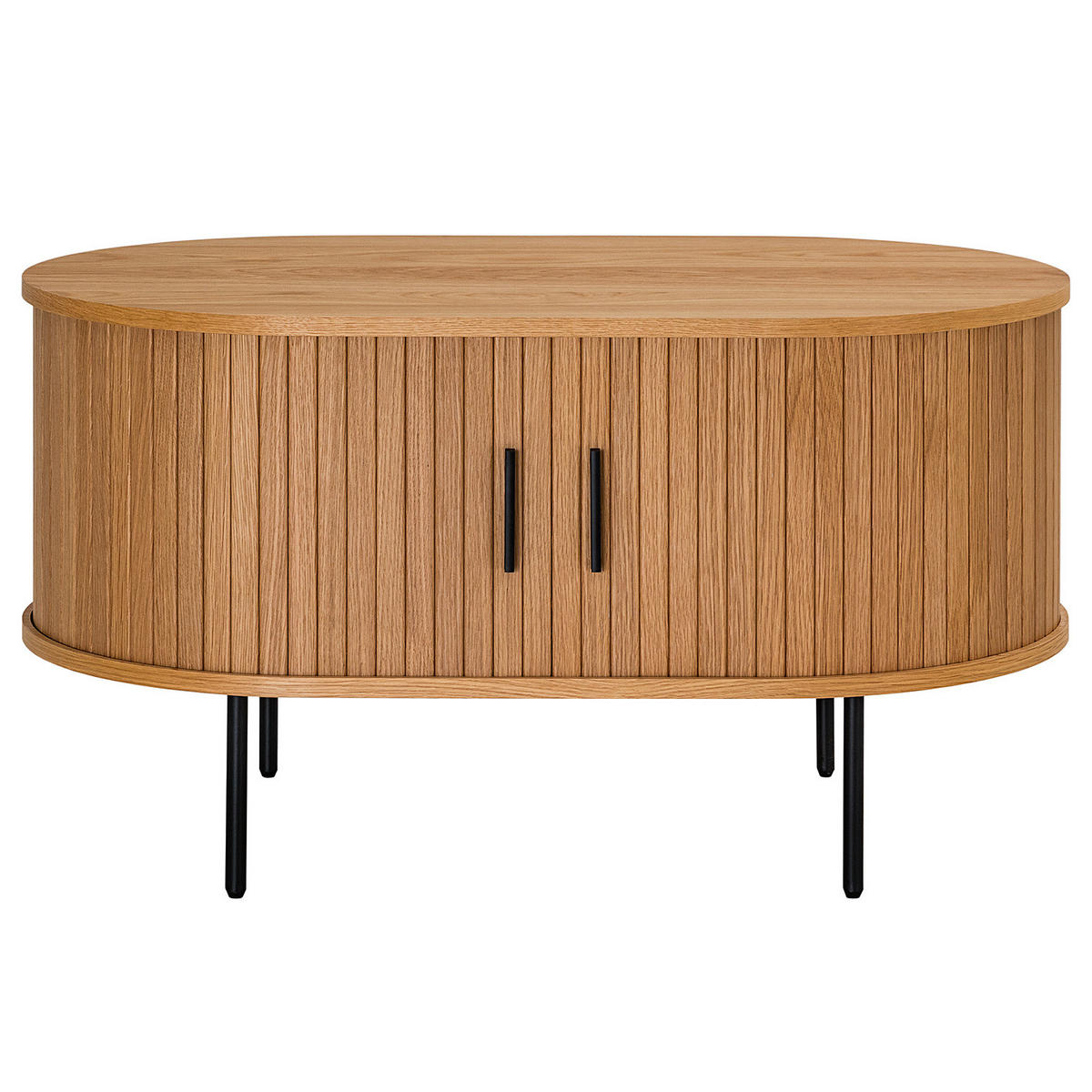 KOMMODE COUCHTISCH - Echtholzfurnier - Eichefarben/Schwarz, Holzwerkstoff/Metall (60/100/55cm) - home24