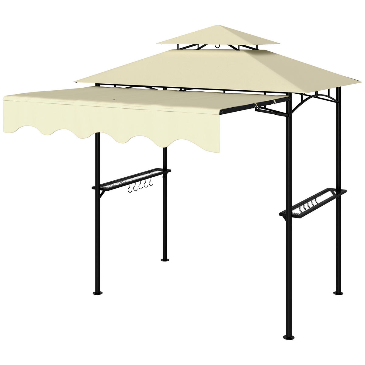 GRILLPAVILLON 242x232x248 cm wasserabweisend flammhemmend Gartenpavillon mit Doppelschichtdach Beige - Beige, Metall (242/248/232cm)