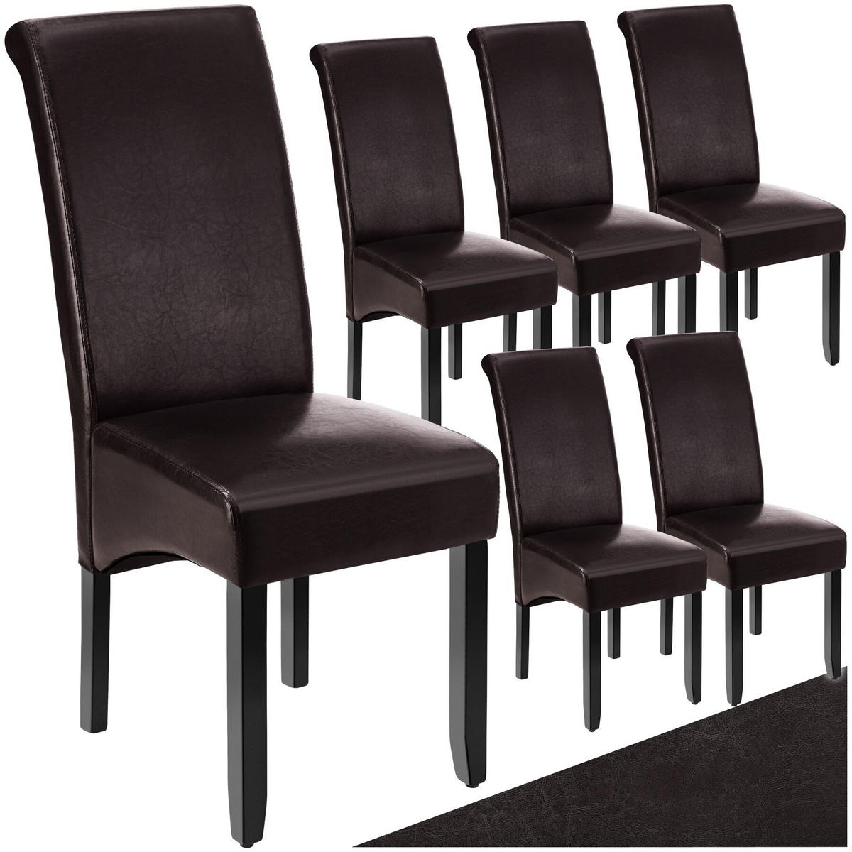 ESSZIMMERSTUHL 6er Set, 44 x 63 x 106 cm braun - Braun, Textil (44/106/45cm) - tectake