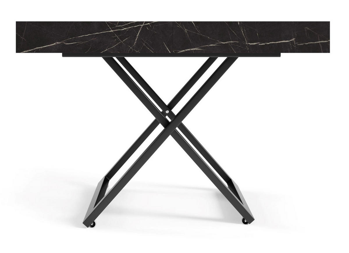 COUCH-/ESSTISCH Sanna U Pietra Grigia schwarz 120 - 200 / 80 / 27 - 80cm - Schwarz, Holz/Holzwerkstoff (80/120/27cm) - Feldmann-Wohnen