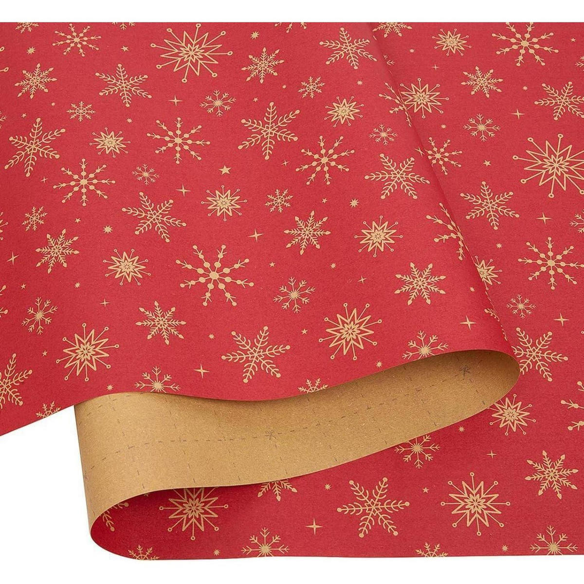 GESCHENKPAPIER Rolle 43 cm x 20 m Kraftpapier Weihnachtsmotiv - Rot, Papier (43/1/2000cm)