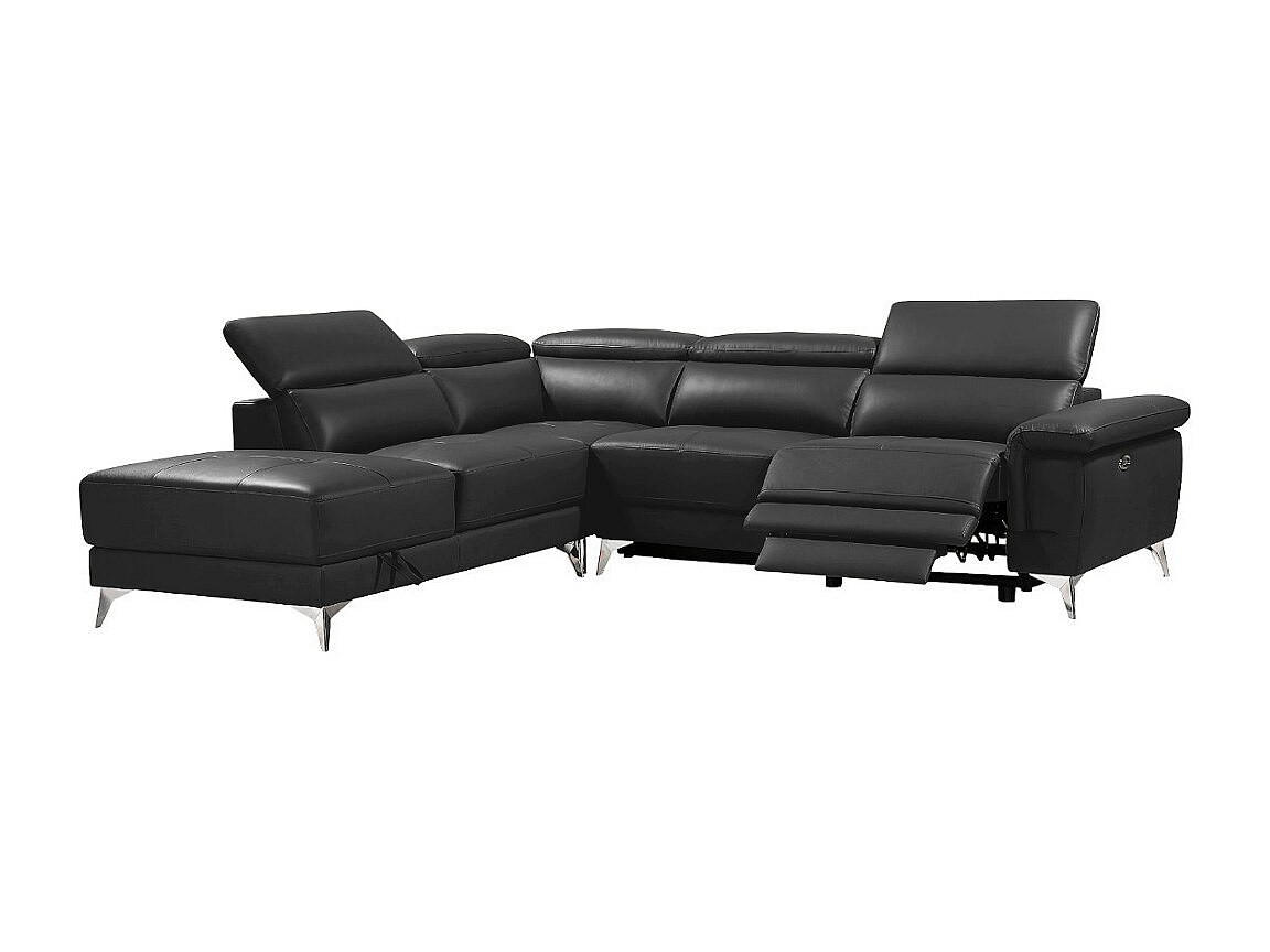 RELAXSOFA - 5 Personen - leder - anthrazitgrau Pascaline - Anthrazit, Leder/Metall (277/78/244cm) - Vente-Unique
