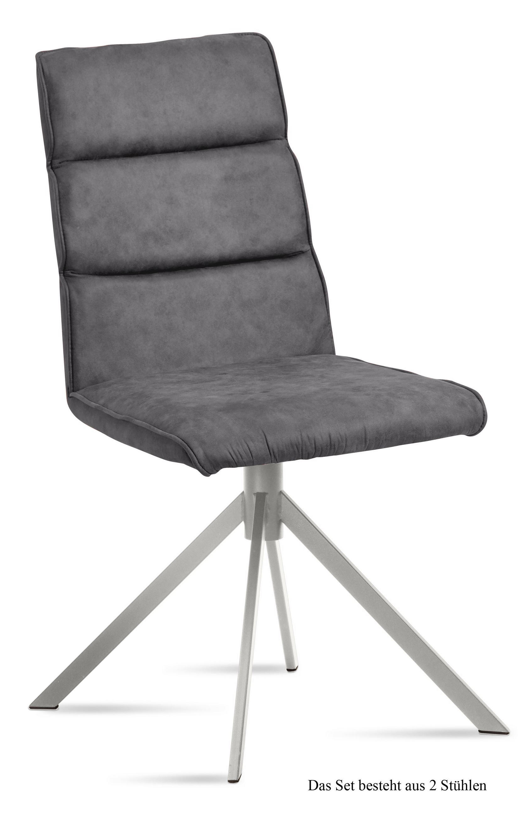 ESSZIMMERSTUHL (2er-Set) Dorkas 47x92x60 Edelstahl/Grau - Edelstahlfarben/Grau, Kunststoff (60/92/47cm) - 58aufmkessel