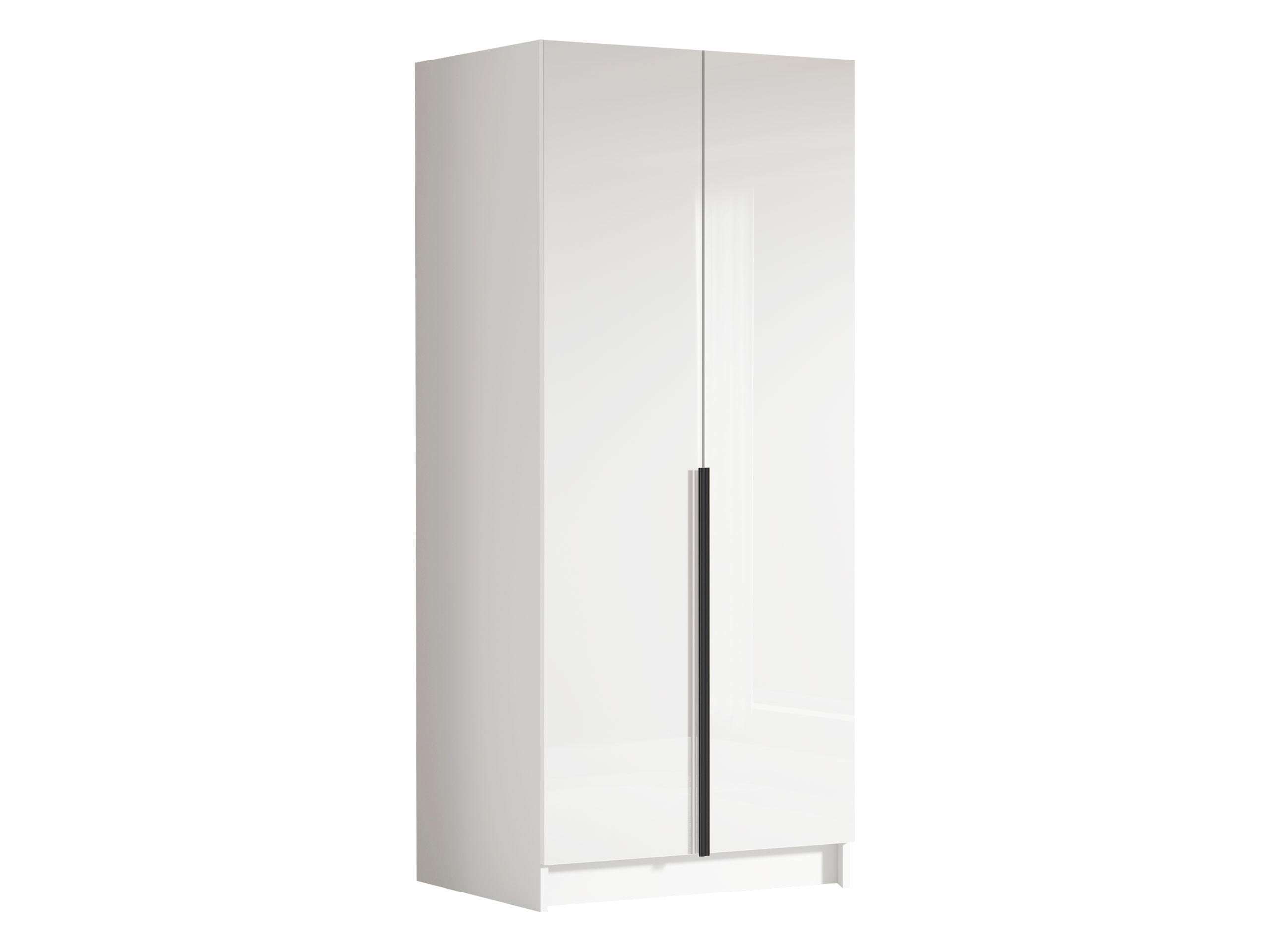 KLEIDERSCHRANK Bono I - Weiß Hochglanz/Schwarz, Holzwerkstoff/Metall (100/215/58cm) - MIRJAN24