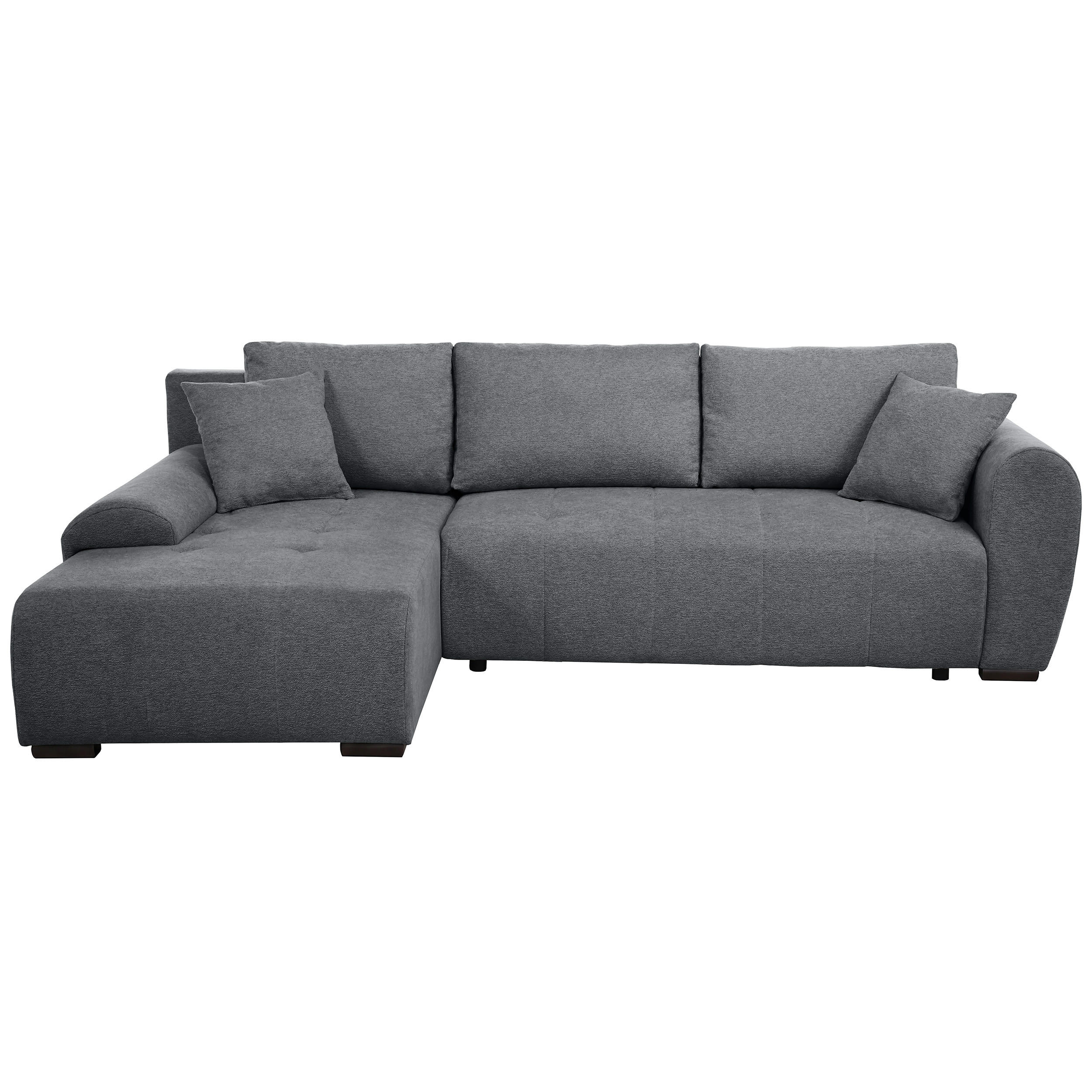 Beautysofa ROHOVÁ ROZKLÁDACÍ POHOVKA Dallas s úložným prostorem, 255 cm, tmavě šedá, levá, velurová látka