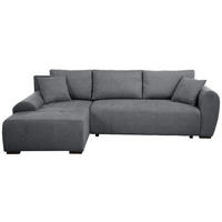 ECKSCHLAFSOFA Dallas mit Bettkasten, 255 cm, Dunkelgrau, links, Velour-Stoff - Dunkelgrau, Textil (255/175cm) - Beautysofa