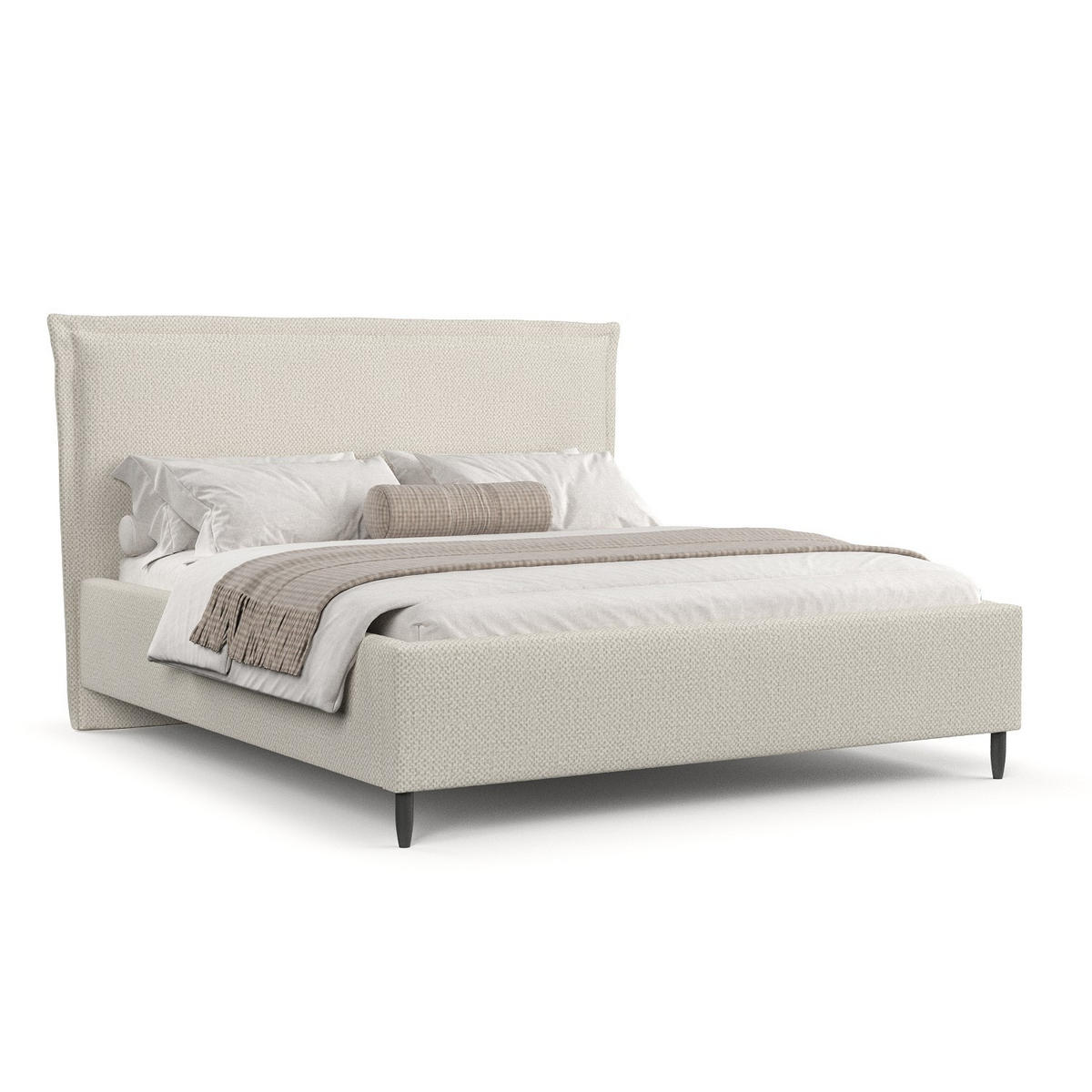 POLSTERBETT Cape Cod Beige 140/200 cm im Chenille-Stoff - Beige/Schwarz, Holz/Holzwerkstoff (140/200cm) - Maison de Reve