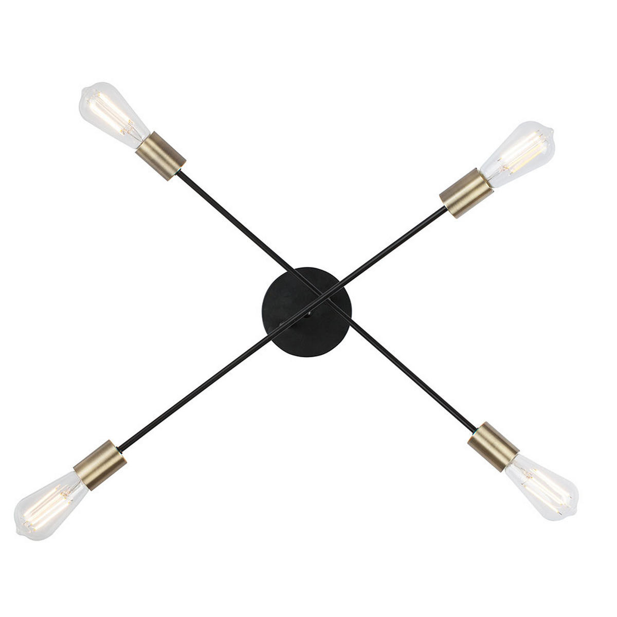 DECKENLEUCHTE Metall Messing Schwarz Rund - Messingfarben, Metall (70/70/21cm)