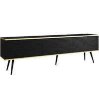 TV-SCHRANK Oris Schwarz matt mit schwarzen Beinen Glamour Style 175 cm - Schwarz, Holzwerkstoff/Metall (175/53/32cm) - Meble Lindner