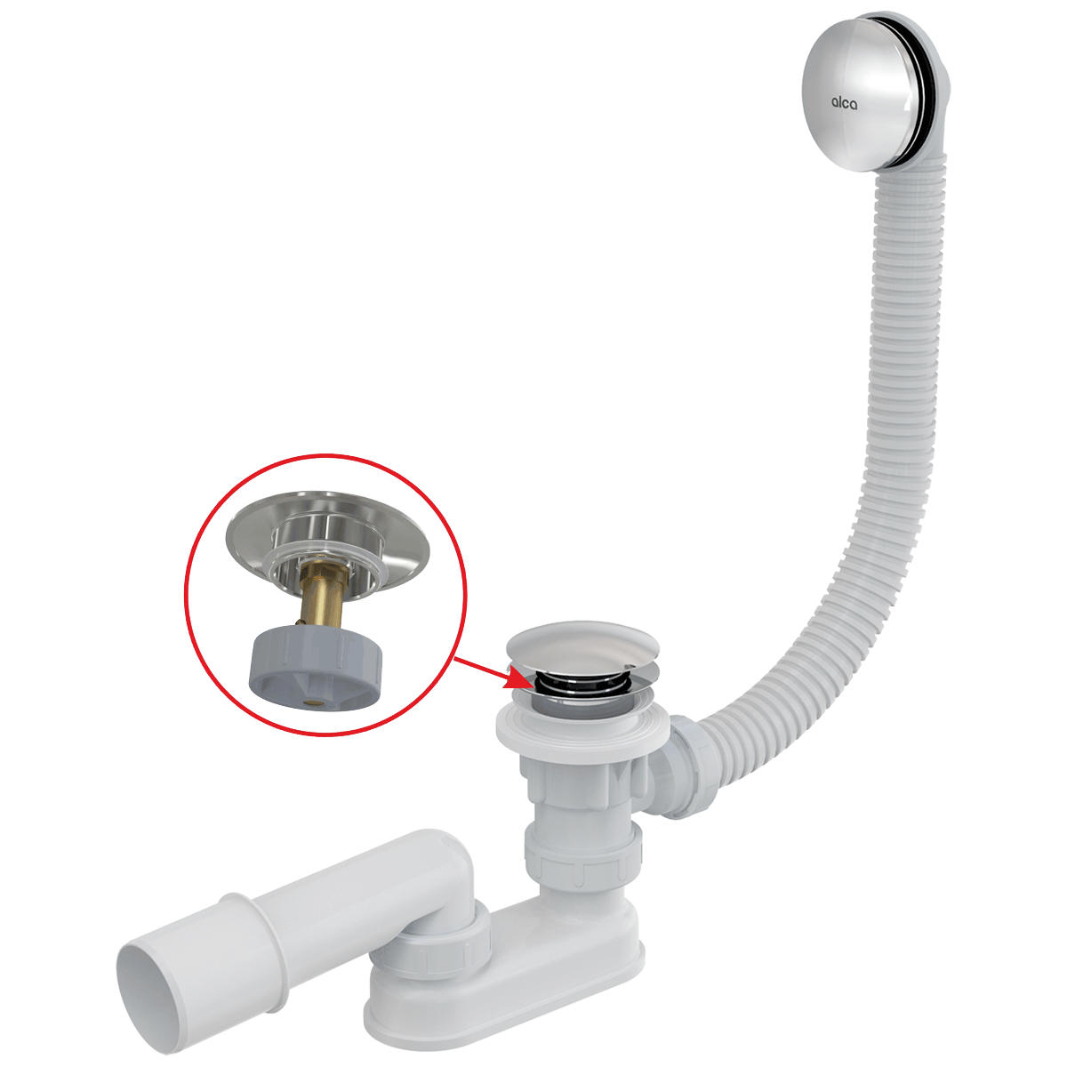 BADEWANNEN-AB- und Überlaufgarnitur CLICK/CLACK Metall 57 cm - Chromfarben, Metall (22/12/33cm) - Alcadrain