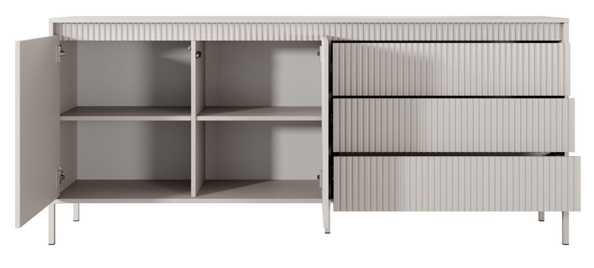 KOMMODE Beige mit Schubladen Santori, 187 cm, 2 Türen - Beige, Holz (187/81/40cm) - Emporius