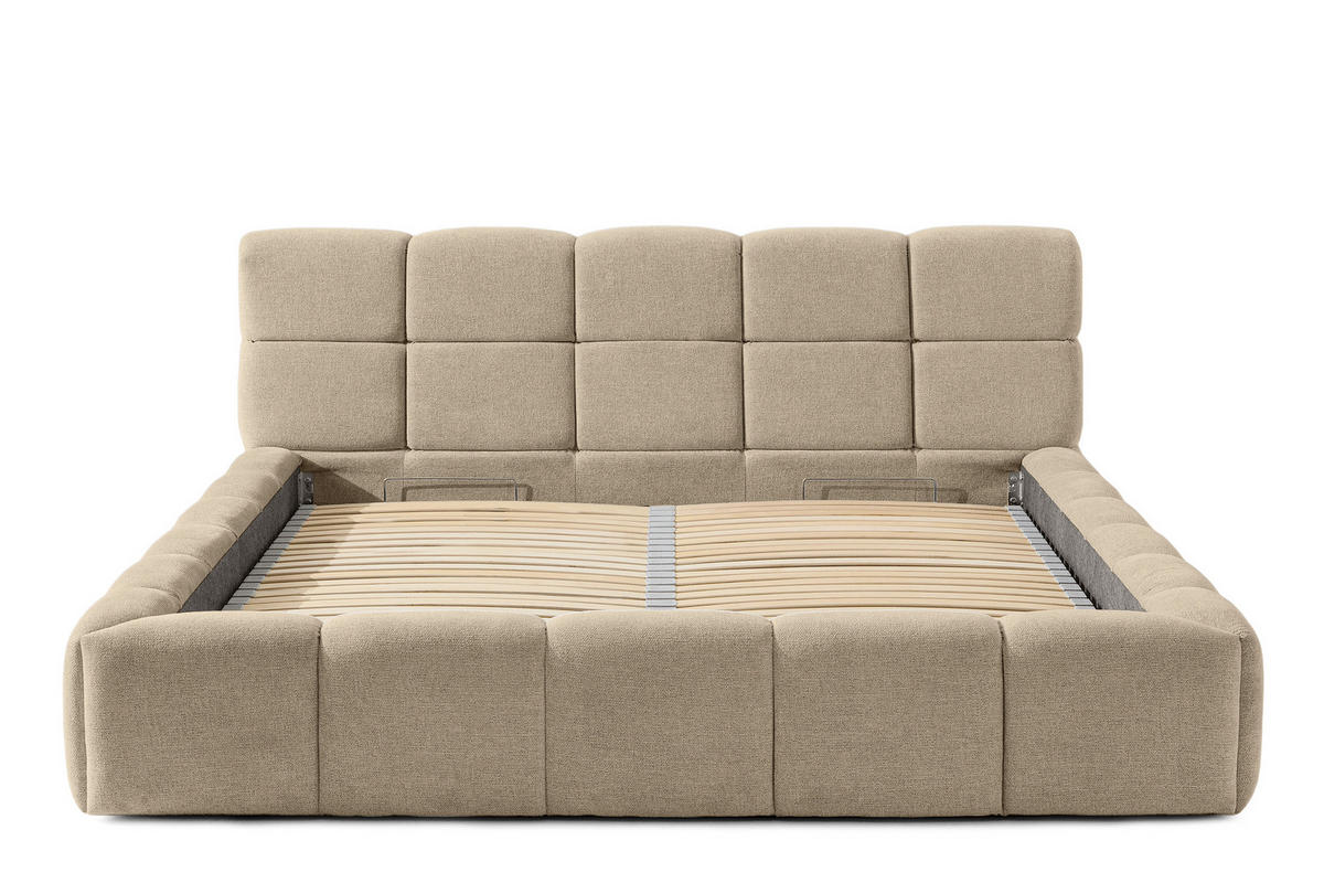 POLSTERBETT AERI 140/160/180/200 mit Rahmen und Bettkasten, beige - Beige, Holz/Holzwerkstoff (180/200cm) - KONSIMO®