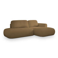ECKSOFA NUVIRA R-S Orange Boucle-Stoff mit Schlaffunktion - Orange, Holz (274/165cm) - MASSENO