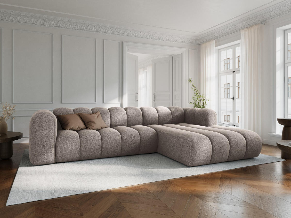 ECKSOFA modular rechts Lupine aus Chenille-Stoff beige 4 Sitzplätze - Beige, Textil (177/290cm) - Micadoni