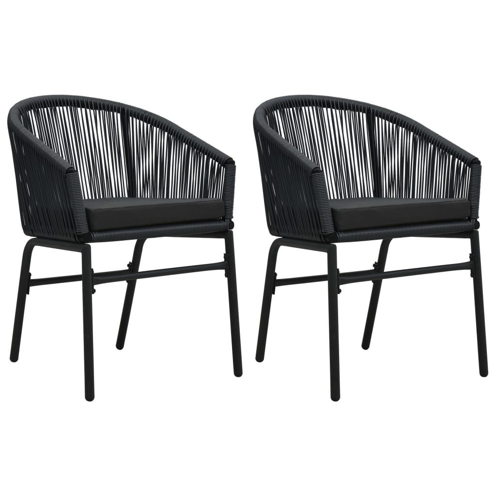 GARTENSTÜHLE 2 Stk. Schwarz PE-Rattan - Schwarz, Holz (58/78/58cm) - furnicato