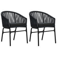 GARTENSTÜHLE 2 Stk. Schwarz PE-Rattan - Schwarz, Holz (58/78/58cm) - furnicato
