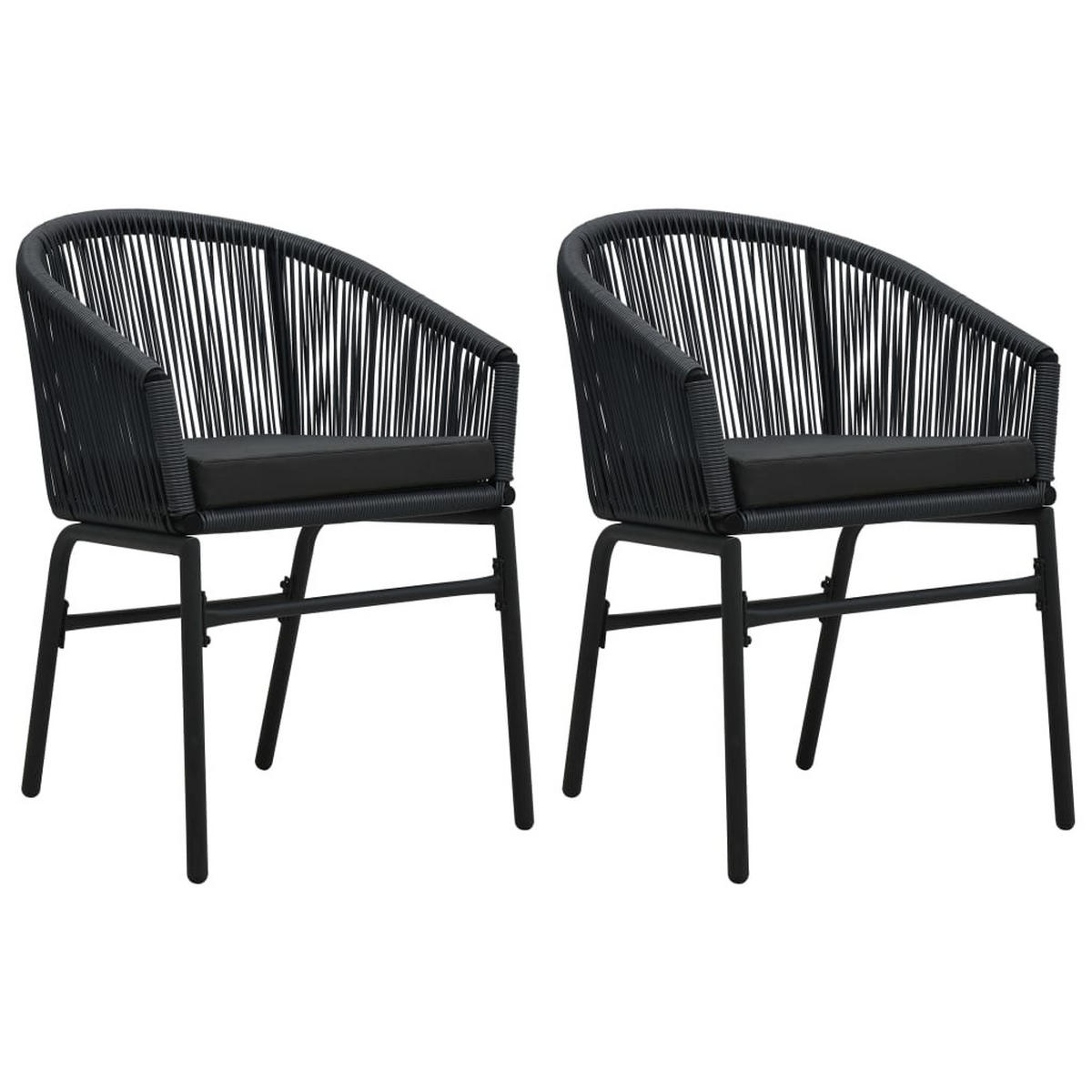 GARTENSTÜHLE 2 Stk. Schwarz PE-Rattan - Schwarz, Holz (58/78/58cm) - furnicato