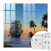 SCHLÜSSELBOX Weiß 30x30 cm – Türöffnung nach rechts - Seesegelschiff - Blau, Metall (30/30/5cm) - TULUP