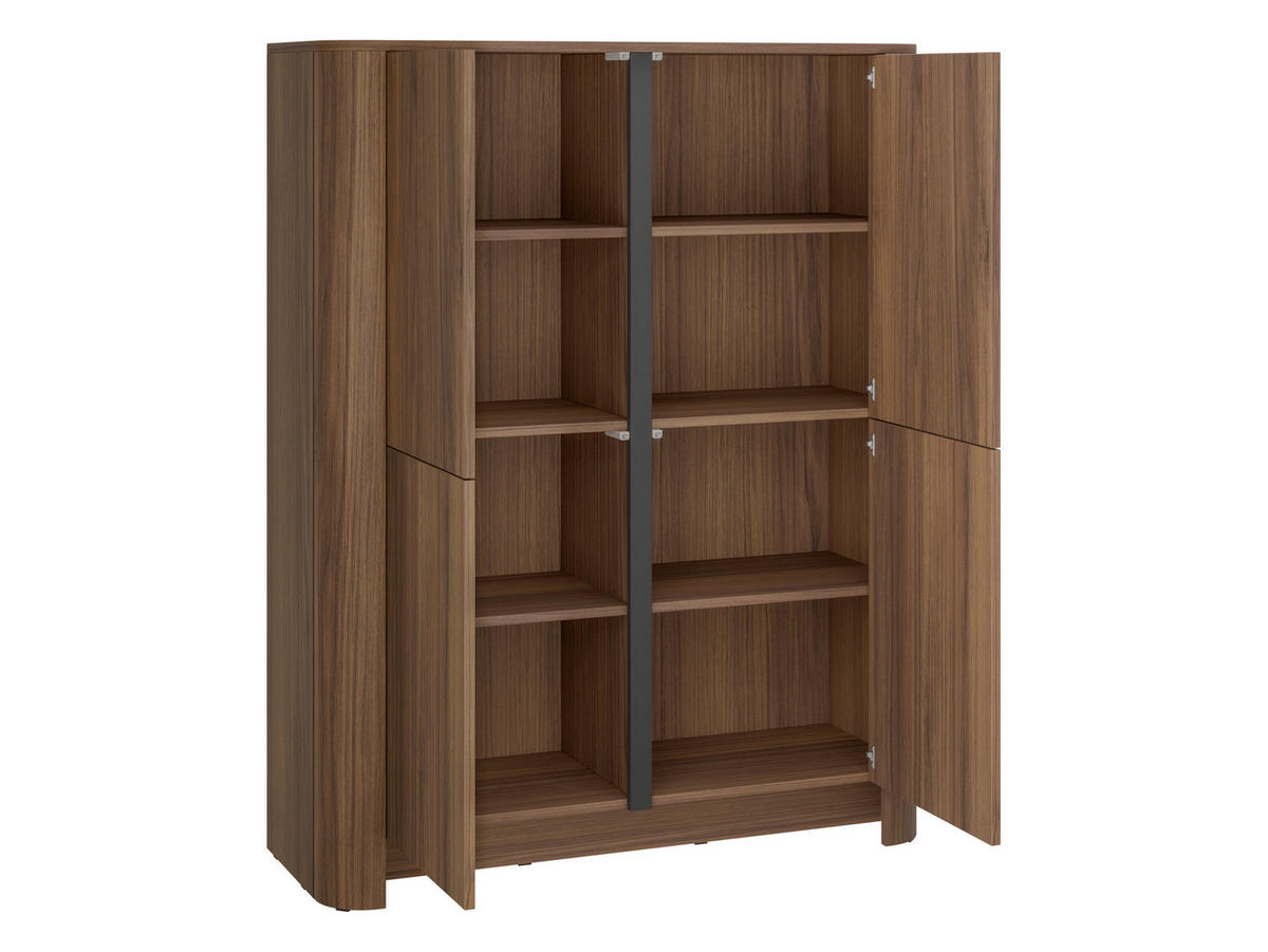 KOMMODE Bari K103 - Nussbaumfarben/Schwarz, Holzwerkstoff/Kunststoff (103/132/39cm) - MIRJAN24