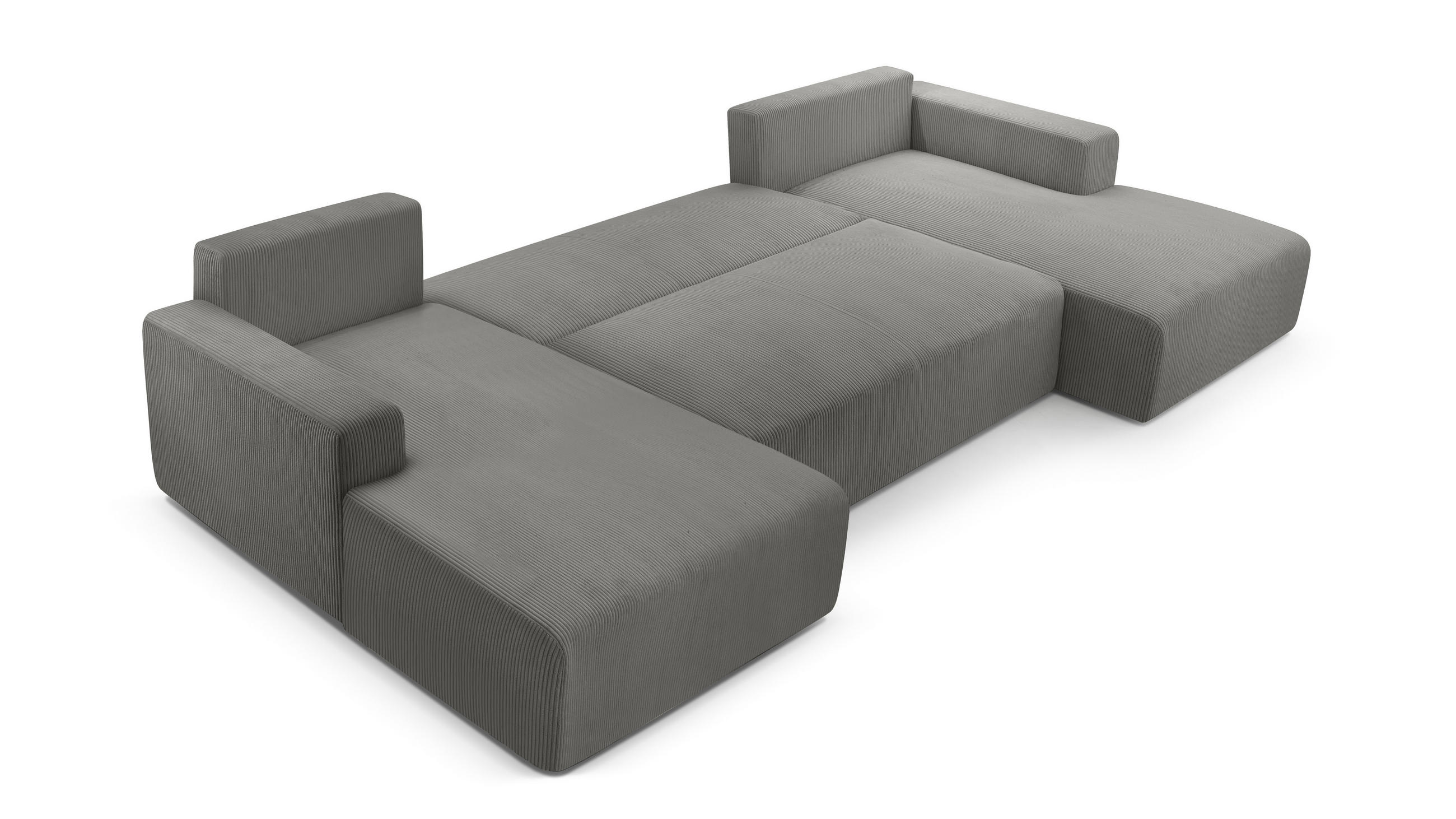 WOHNLANDSCHAFT Catea Grau 364/145/85 cm mit Schlaffunktion - Schwarz/Grau, Kunststoff/Textil (364/84/145cm) - AX Living