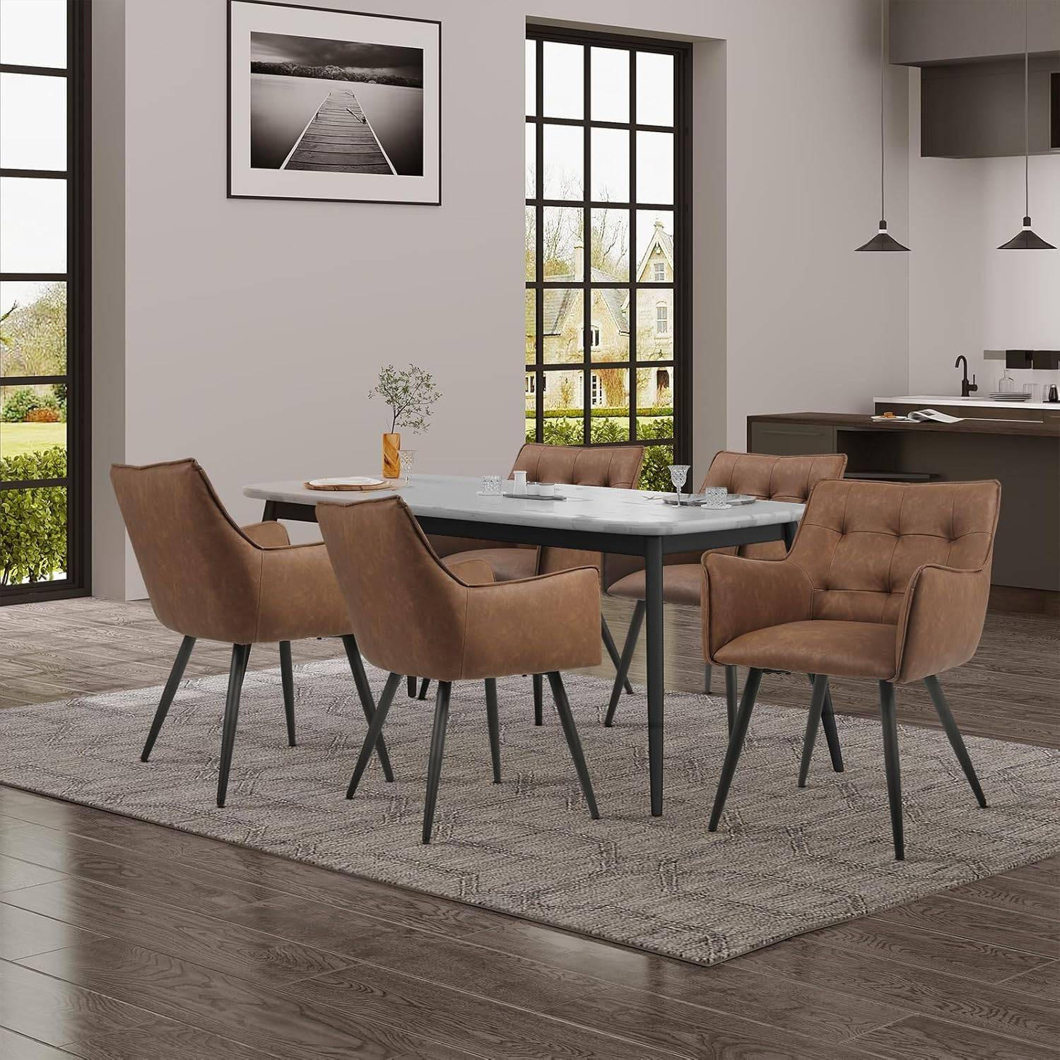 ESSZIMMERSTUHL Kunstlederbezug, Braun - Schwarz/Braun, Kunststoff/Textil (54/80/56cm) - Woltu