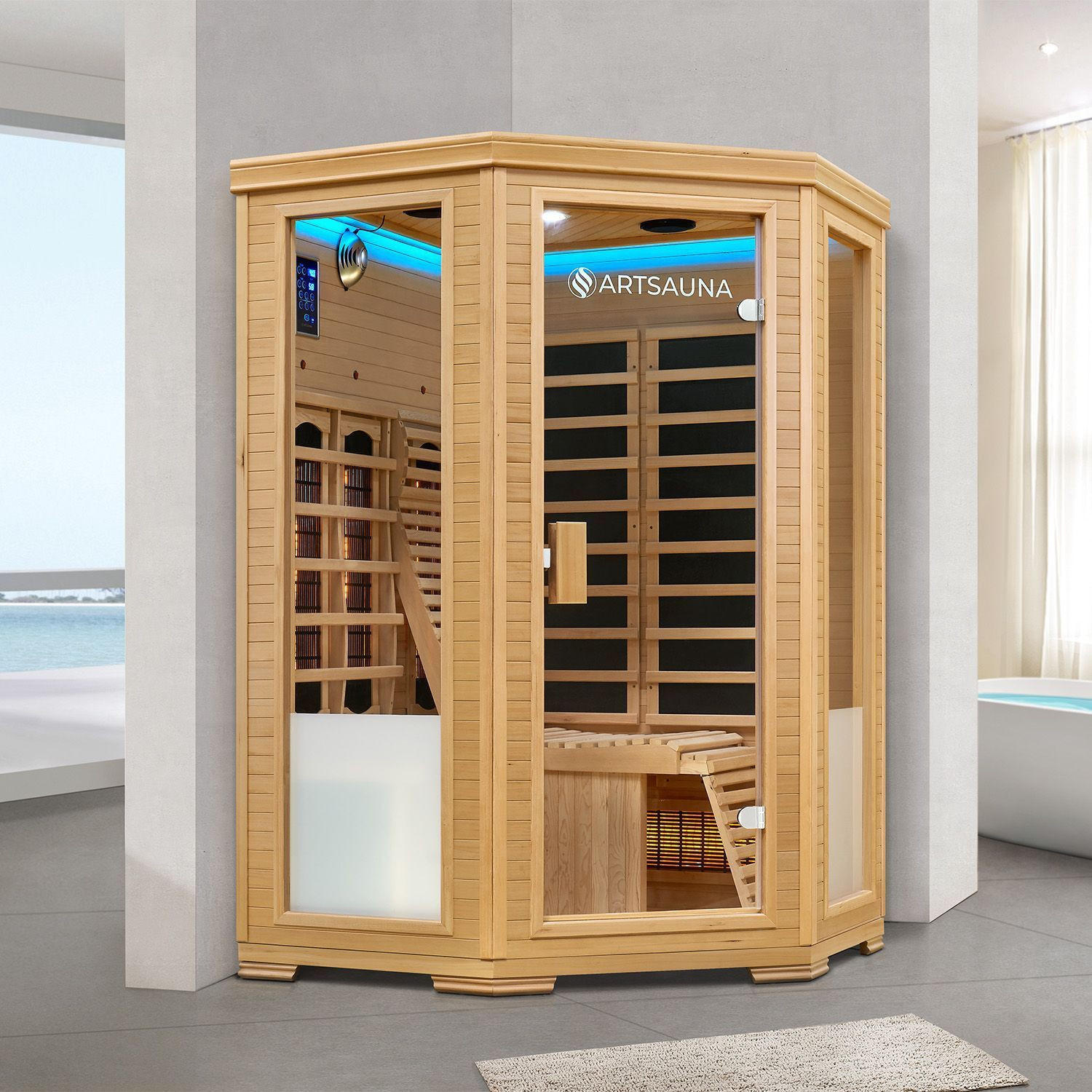 INFRAROTKABINE Aalborg mit Dual Technologie & Hemlockholz - Naturfarben, Holz (120/190/120cm) - Artsauna