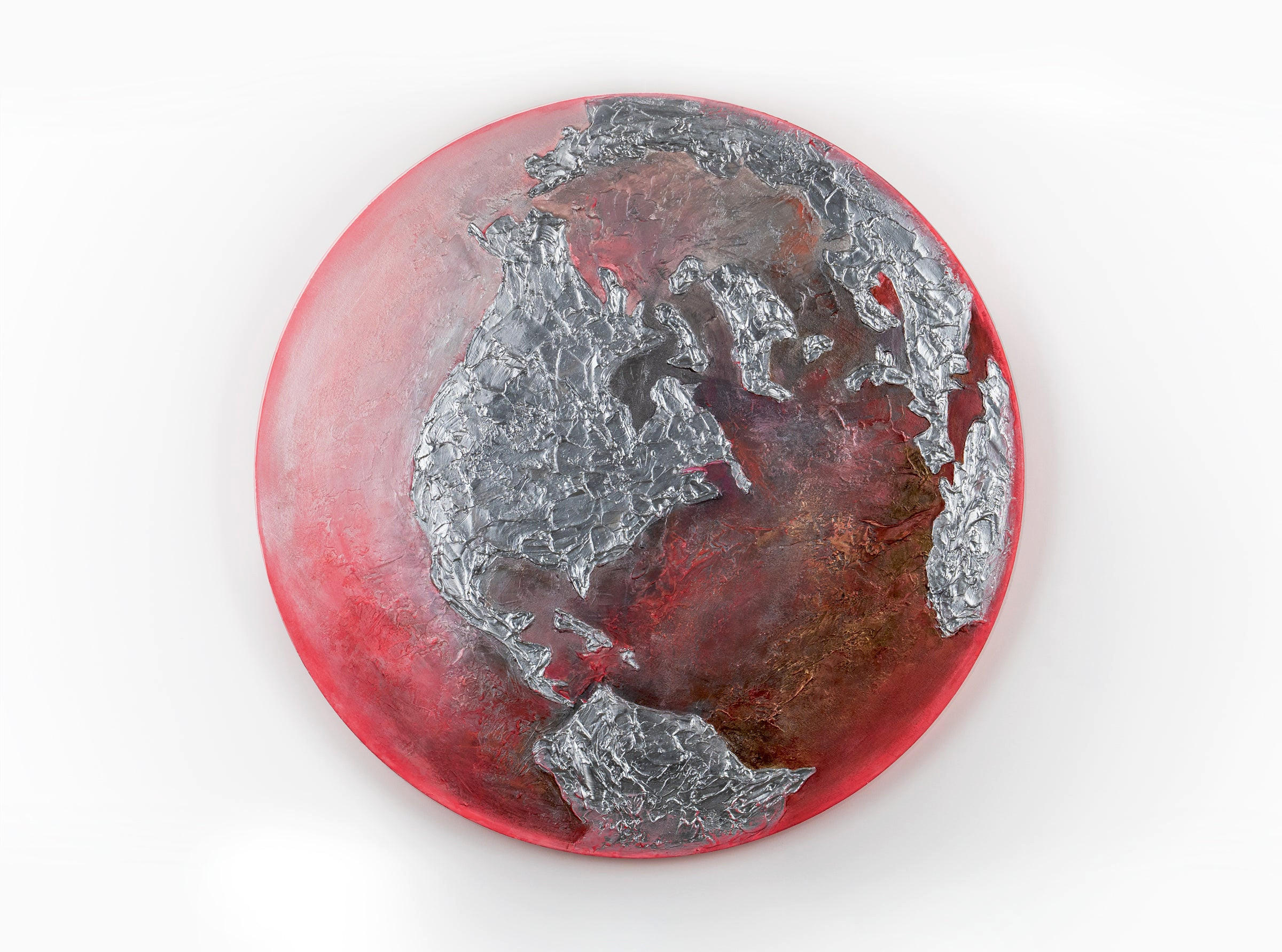 GEMÄLDE Erde nachtleuchtend 100 cm - Rot, Holz (100/4cm) - YS-art gallery