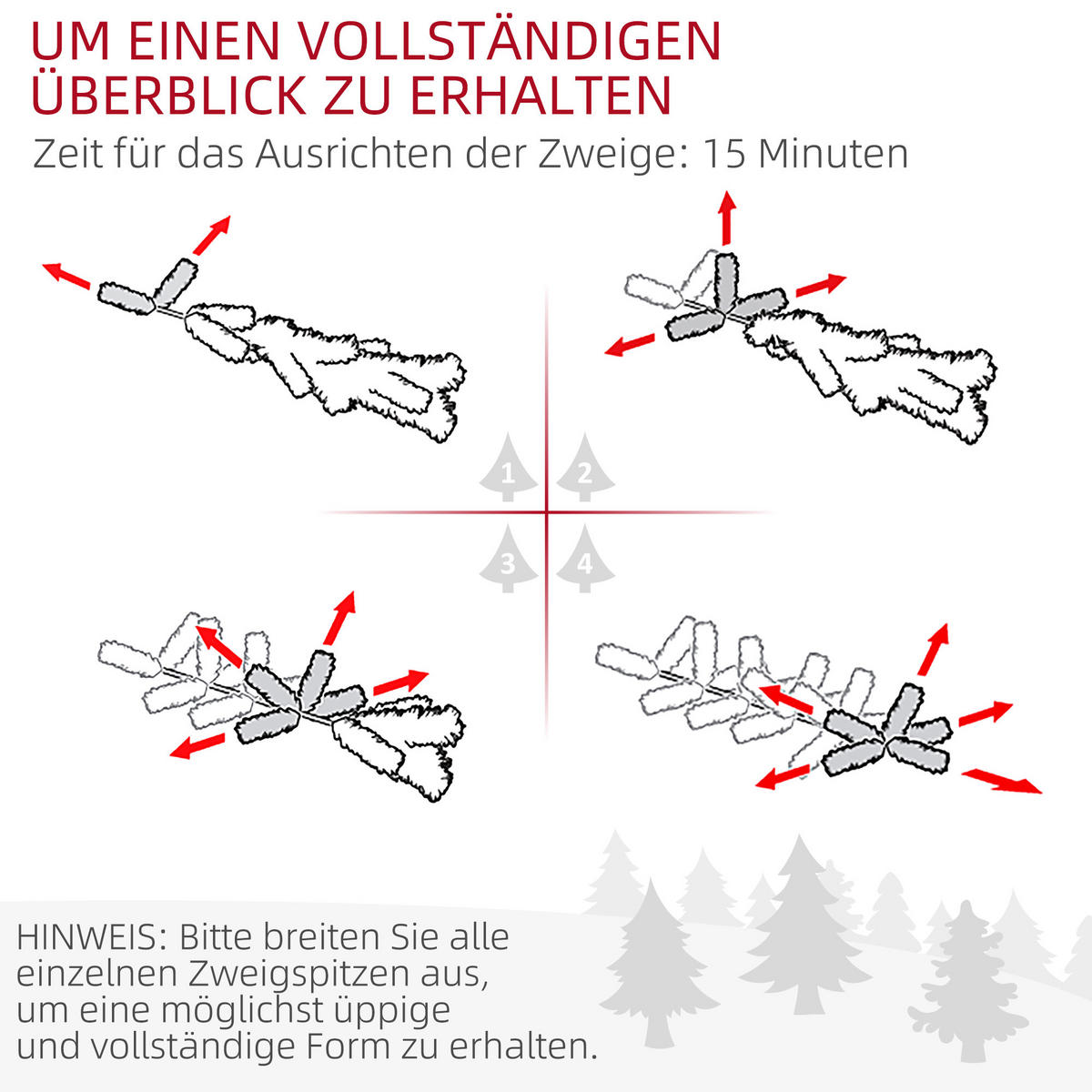 KÜNSTLICHER Weihnachtsbaum, 183 cm Christbaum mit 1700 Spitzen für Weihnachten - Grün, Kunststoff (183cm) - HOMCOM