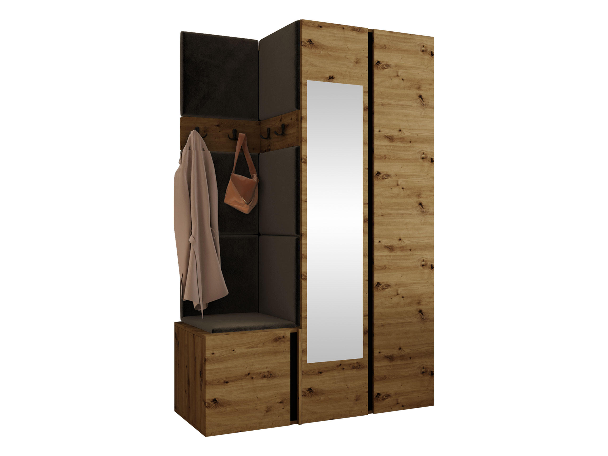 MOBILIER PENTRU HOL Orion XXVI - maro/stejar Artisan, material plastic/compozit lemnos (116/186/46cm) - MIRJAN24