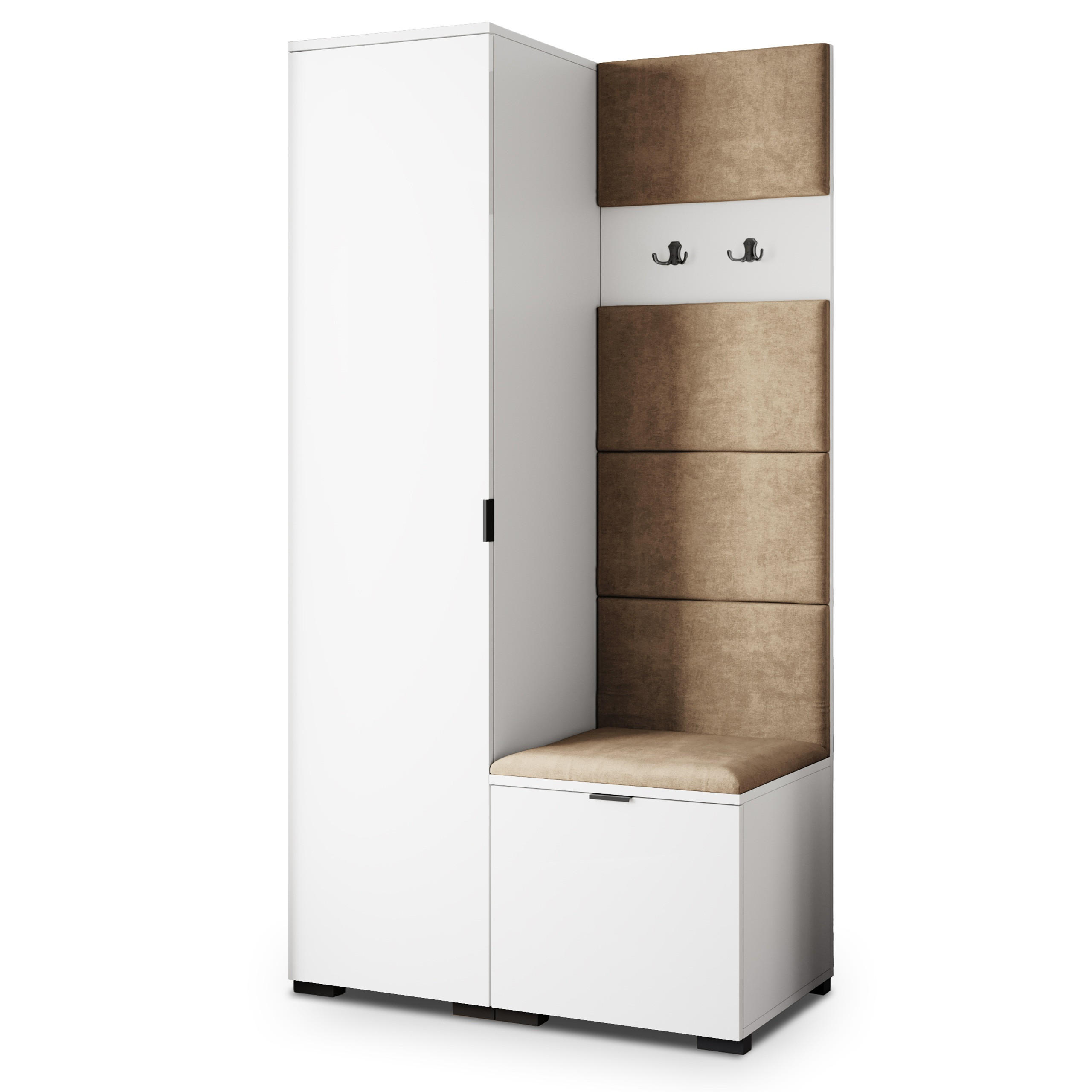 Masseno Garderobenschrank Weiß, Mokka 95x181x51 cm