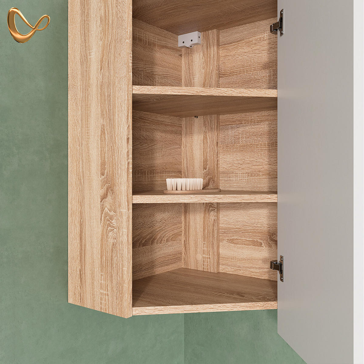 BADSCHRANK Marano Sonoma/Weiß 42.4 x 75 cm mit Tür und offenen Fächern - Weiß/Sonoma Eiche, Holzwerkstoff (42.4/75/42.4cm) - Livinity®