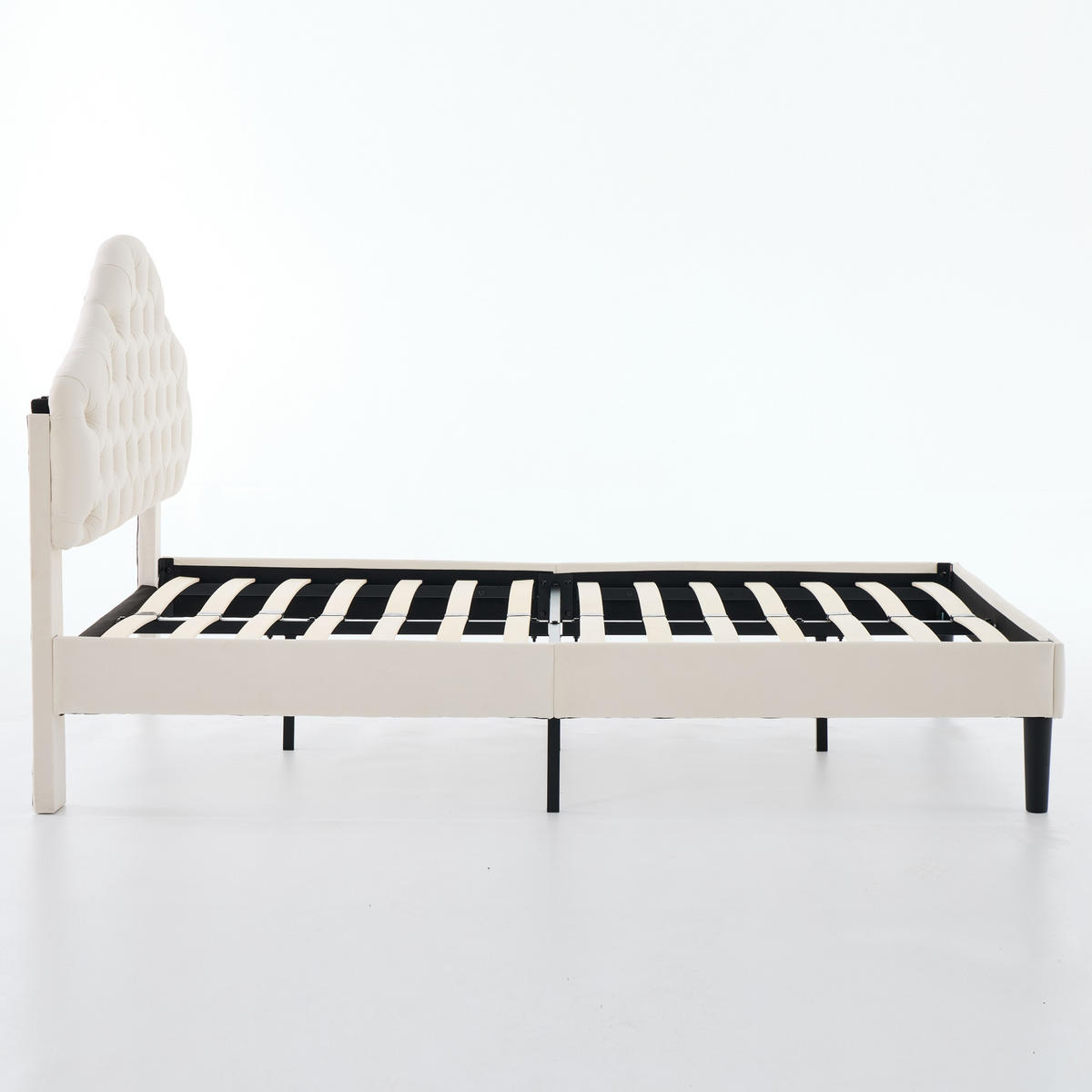 POLSTERBETT 140/200 cm DE-32939 mit verstellbarem Kopfteil Beige - Beige, Metall (140/200cm) - ComfortXL