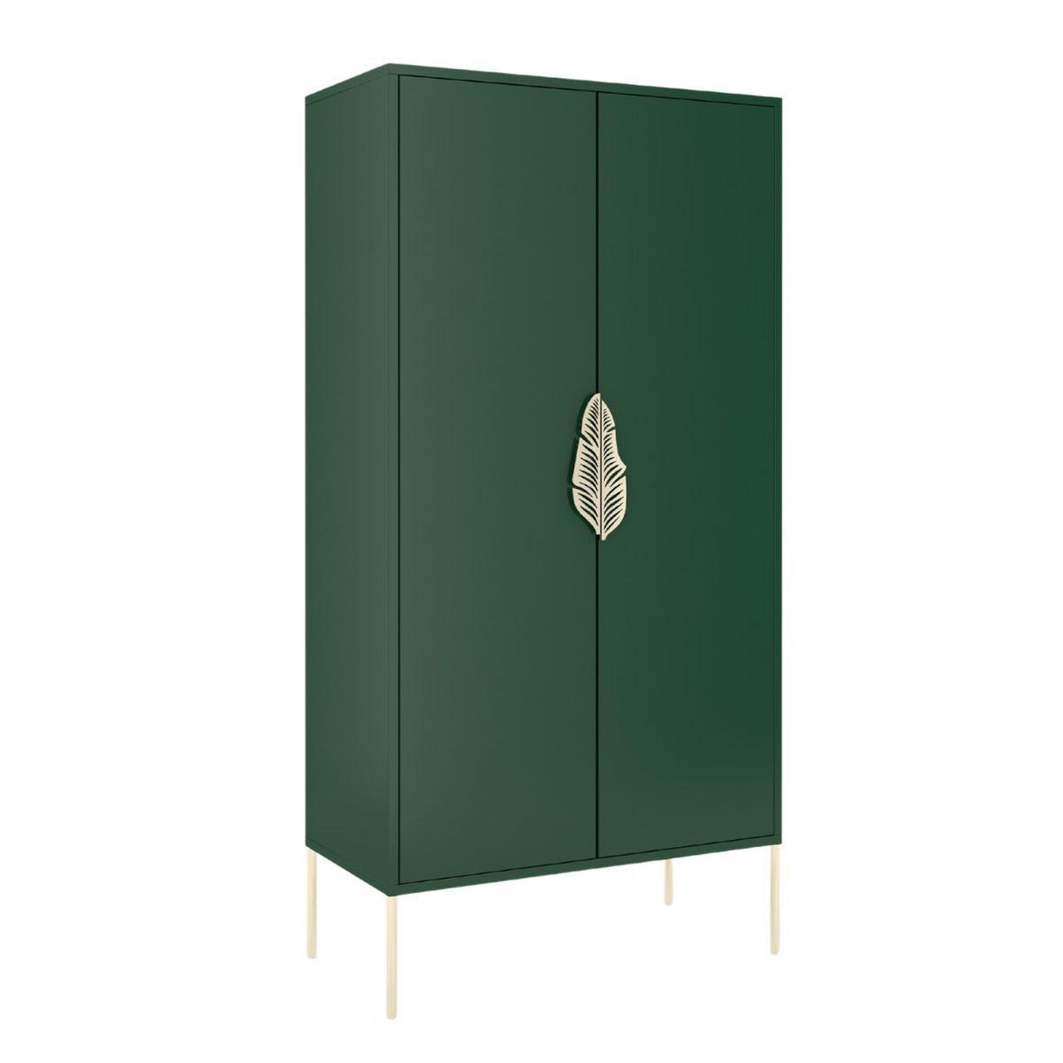 HIGHBOARD Merlin, Grün, Goldene Details - Dunkelgrün/Goldfarben, Holzwerkstoff/Metall (80/160/40cm) - Skandica