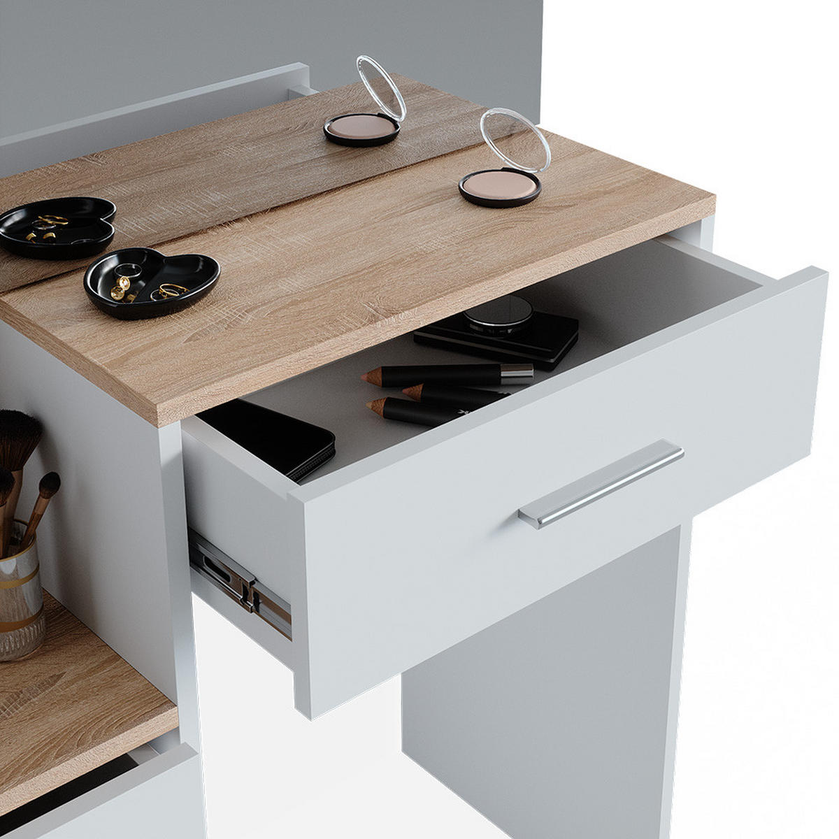 Weiß/Sonoma Eiche, Holzwerkstoff (80/131.6/36cm) - Vicco