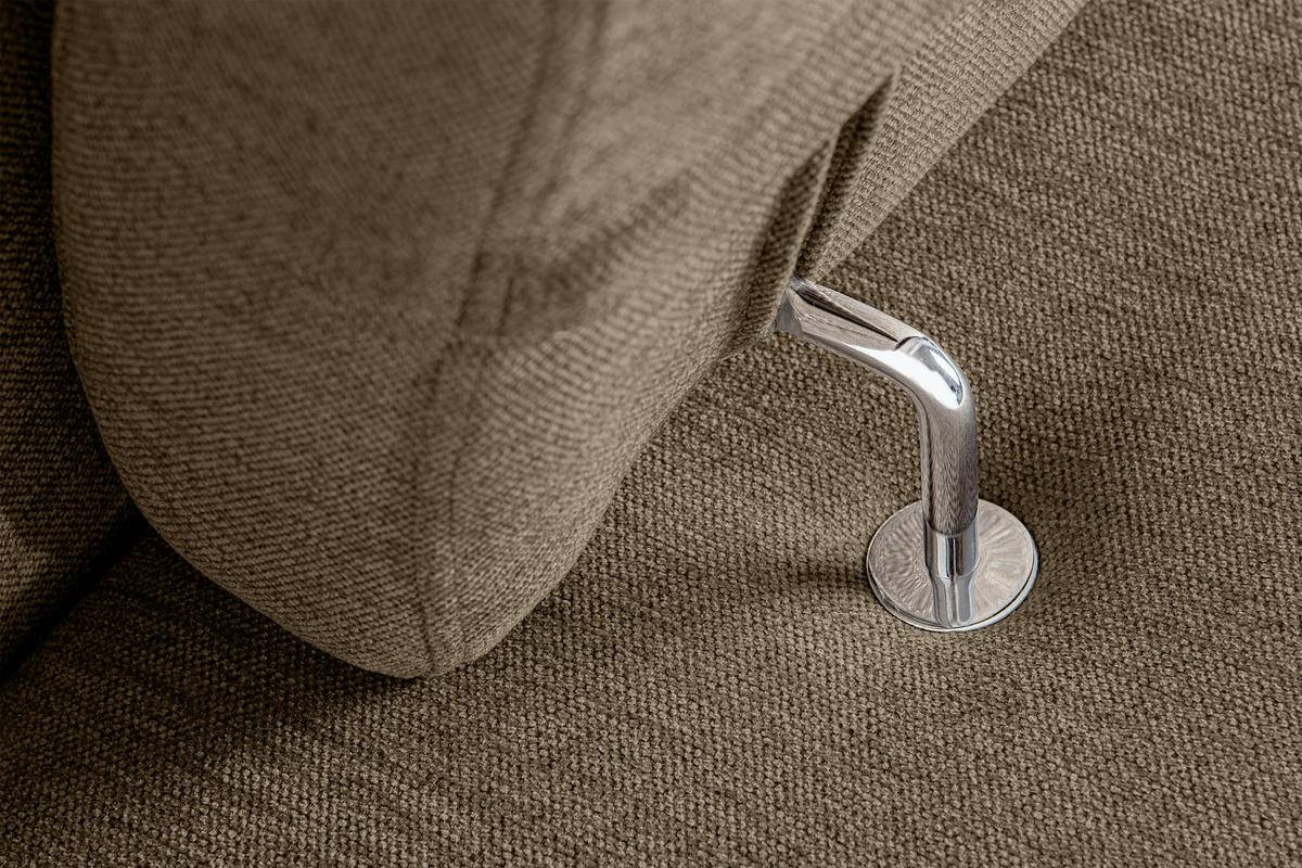SCHLAFECKSOFA RATLO links 4/5-Sitzer mit Bettkasten, hellbraun - Hellbraun/Silberfarben, Textil (270/190cm) - KONSIMO®
