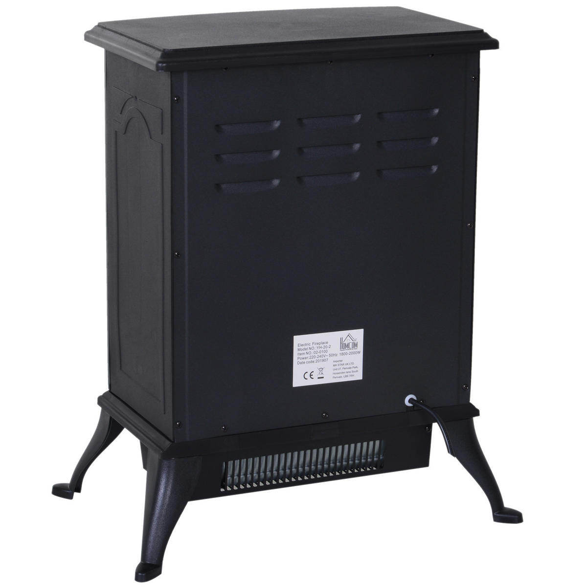 ELEKTROKAMIN Elektrischer Kamin Kaminofen 1000W/2000W - Schwarz, Metall (28.5/54/45cm) - HOMCOM