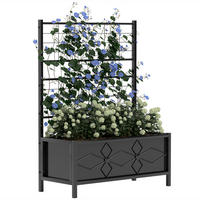 HOCHBEET DE-12188 mit Rankgitter 90/40/120 cm, Rautenmuster Schwarz - Schwarz, Metall (90/120/40cm) - ComfortXL