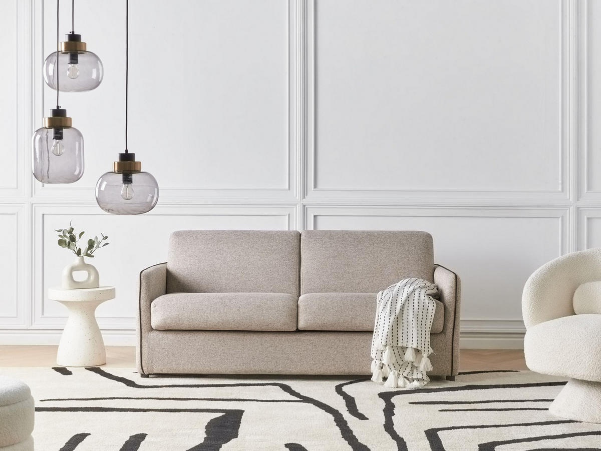 SCHLAFSOFA 2-Sitzer Stoff Hellbraun Ishoj - Hellbraun/Braun, Textil (176/80/96cm) - Beliani